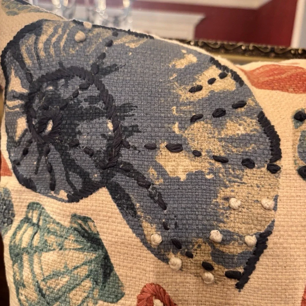 EnVogue Coastal Collection Starfish Seashell Throw Pillow 19x19 Beach Nautical